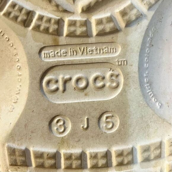 Crocs Kids White Lined Slingback Clogs 3 J 5 - Picture 8 of 12